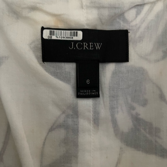 J Crew 100% Linen Floral Dress Sz 6 Flare, gold foil leaf - Picture 6 of 11